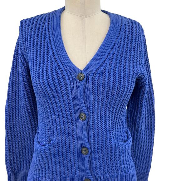 3.1 Phillip Lim Cardigan‎ Sweater Cotton Ribbed Knit Buttons Blue Size XS - Picture 2 of 14